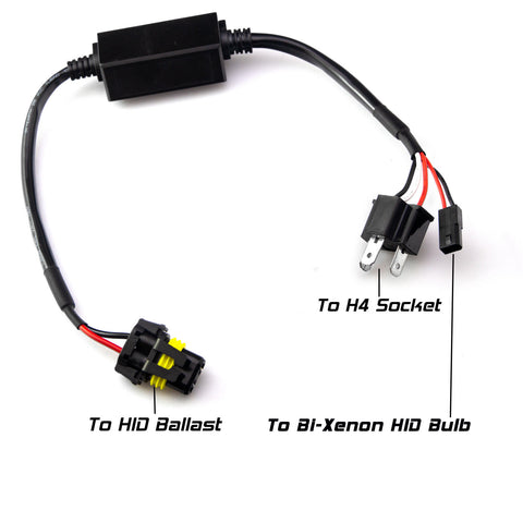 2pcs Easy Relay H4 9003 Hi/Lo Bi-Xenon HID Conversion Kit Wiring Harness