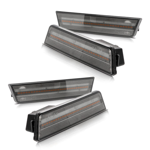 For Dodge Challenger 2008-2014 Smoked LED Front + Rear Side Bumper Marker Light