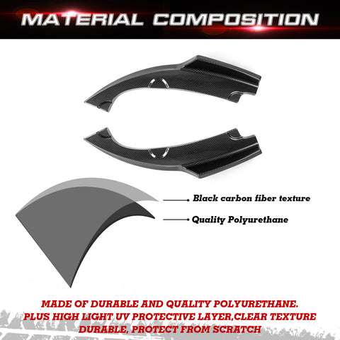 Rear Bumper Lip Diffuser Splitter Canard Carbon Fiber Pattern, Compatible with Honda Civic 10th Gen 2016-2021