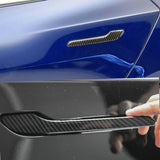 4pcs For Tesla Model 3 2017-2024 & Model Y 2020-up Side Door Push Handle Cover Trim, Sporty Carbon Fiber Car Exterior Door Handle Protector Cover Decoration