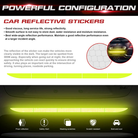 Green Reflective Car Rear Bumper Night Safety Warning Fluorescent Stickers Kit