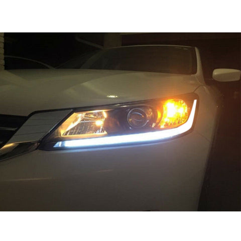 2pcs 11.8" / 18.5" Xenon White LED Headlight Daytime Running Light Strip LED Assembly for Honda Accord Sedan 2013-2015 Retrofit