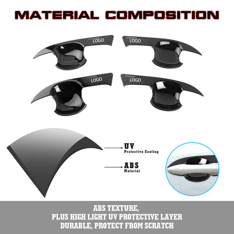 Gloss Black Exterior Door Handle Bowl Cover Frame For Toyota Corolla 2020-2024