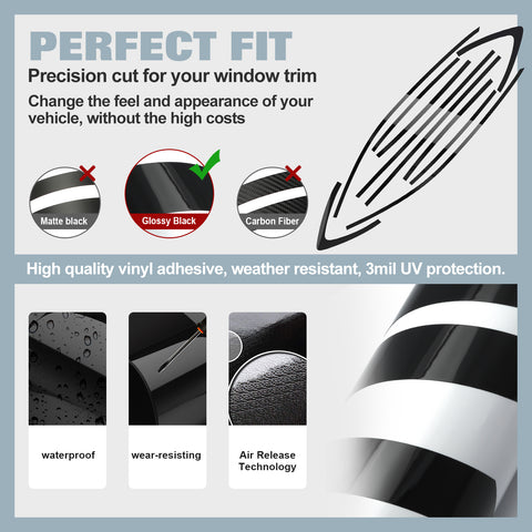 Glossy Black Chrome Delete Blackout Window Cover Sticker For Acura TLX 2015-2020