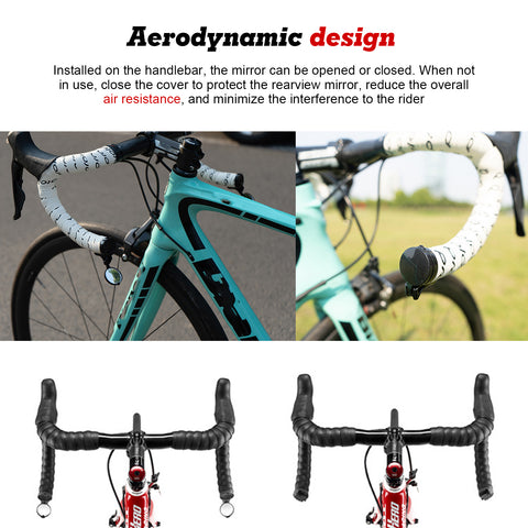 2PCS Black Road Bike Handlebar Adjustable Bicycle Bar End Rearview Mirror kit