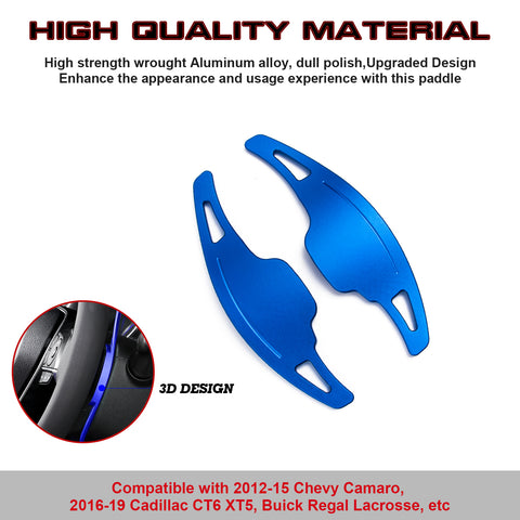 Blue Add-on Steering Wheel Paddle Shift Extension For Chevy Camaro 2012-2015
