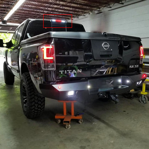 Chrome / Smoked Housing LED 3rd Third Brake Tail Light High Mount Stop Cargo Lamp for Nissan Titan 2004-2015, Super Bright 26-SMD