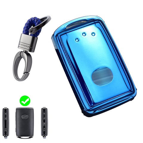 Blue Soft TPU Full Protect Remote Smart Key Fob Cover Case w/Keychain For Mazda 3 2019-2025