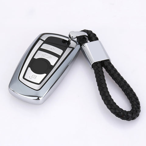 For BMW Key Fob Cover, Smart Remote Key Shell Case Holder Protector Compatible With BMW 1 3 4 5 6 X3 M6 GT3 GT5 Series, Silver