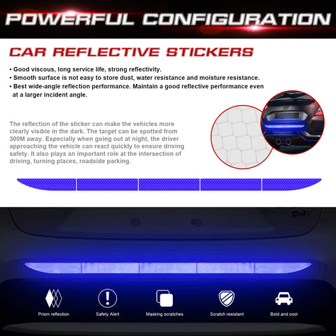 Blue Luminous Reflective Car Bumper Night Driving Warning Sticker Strips 10PCS