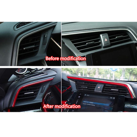 2pcs Red ABS Central Dashboard Air Vent AC Outlet Cover Frame Trim for Honda Civic 10th 2016 2017