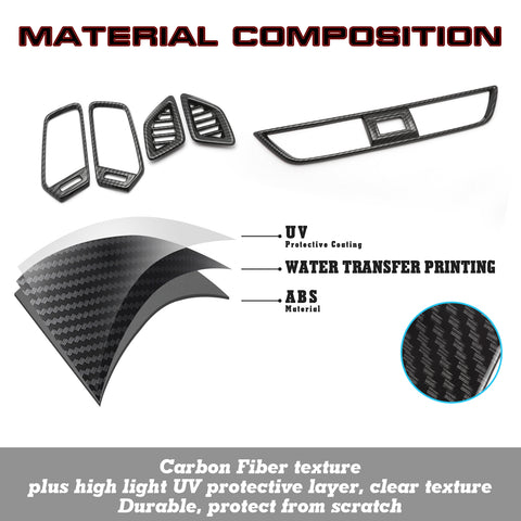 Set of Center Console Middle & Dashboard Side Air Vent AC Outlet Cover Trim, Carbon Fiber Pattern, Compatible with Honda Accord 10th Gen 2018-2022