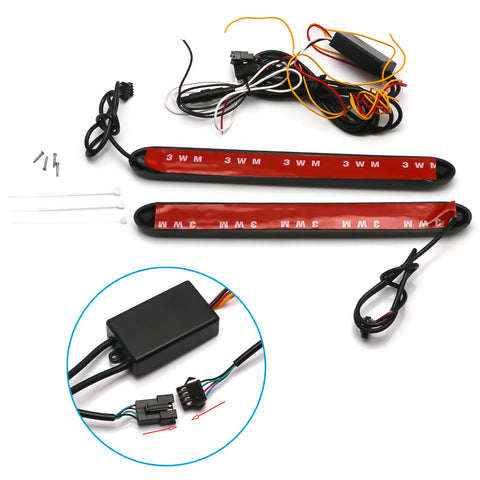 Switchback Flowing Strip Arrow Turn Signal Driving Fog Light Universal fit Most Cars, Trucks and SUVs, 9 SMD White & Amber