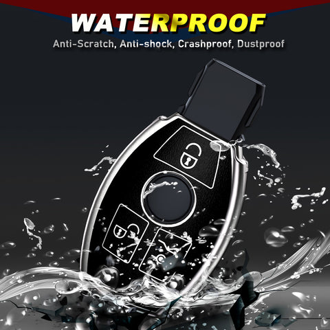 For Mercedes Benz Key Fob Cover, Key Fob Case for Mercedes Benz C E M S CLA CLS CLK GLC GLK G Class Soft TPU Full Cover Protection Smart Remote Keyless Entry Key Fob Shell, Black