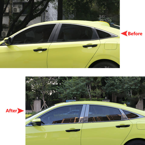 5D Carbon Fiber Chrome Delete Blackout Window Trims For Honda Civic Sedan 16-20