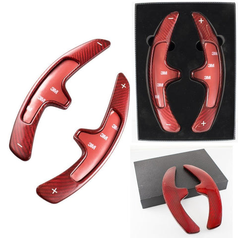 Carbon Fiber PDK Paddle Shifter Extensions For 2009-16 Porsche 911 Boxster Cayenne Panamera Black/ Red