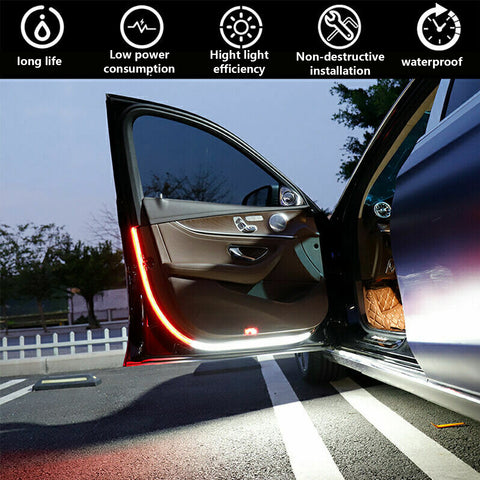 Interior Car Door LED Opening Welcome Strip Lights 2pcs Used for Lighting Decoration Warning Anti Rear-end Collision