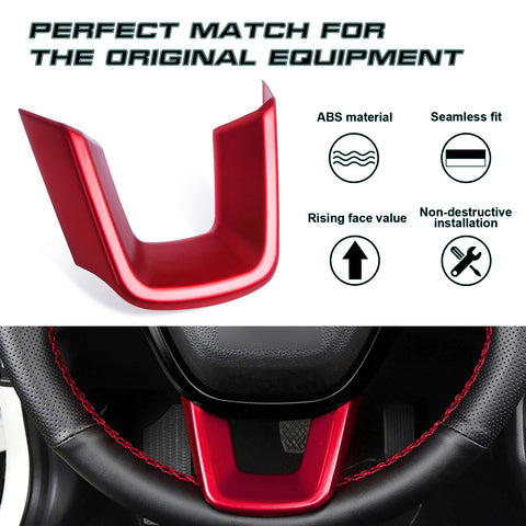 Red Inner Steering Wheel Lip Decoration Cover Trim For Honda Civic 11th Gen 2022-up, Accord CRV HRV 2023-up