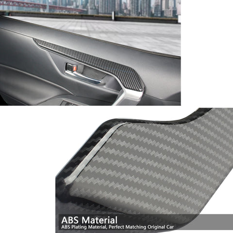 4pcs for Toyota RAV4 2019-2024 Interior Door Panel Armrest Cover Molding Trim ABS Carbon Fiber