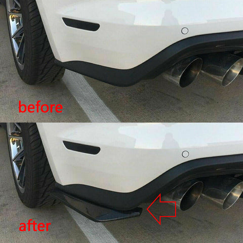 JDM Car Rear Bumper Lip Diffuser Splitter Canard Protector for Mitsubishi Lancer EVO X 10, Carbon Fiber Style Car Body Spoiler Rear Bumper Lower Lip Splitter Fins