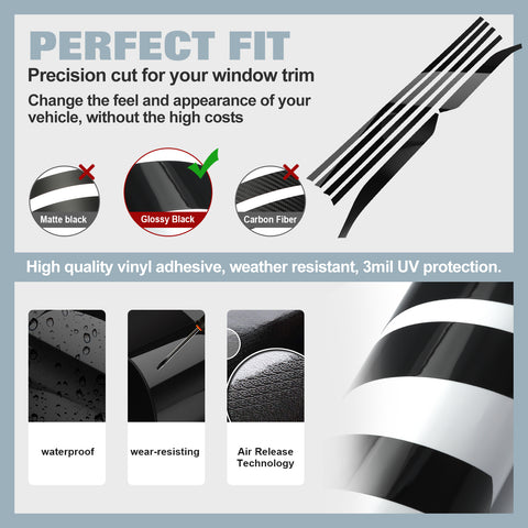 Glossy Black Chrome Delete Blackout Window Cover Decal For Nissan Altima 2019-22