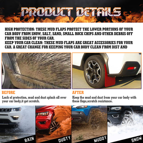 Front Rear Mudguards Mud Flaps Splash Guard Fender Protectors Set Universal Fit