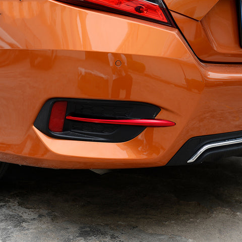 2pcs Red ABS Rear Fog Light Lamp Cover Moulding Trim for Honda Civic 2016-2019