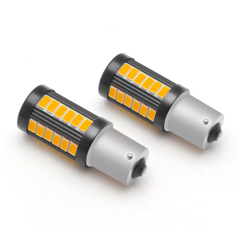 2x 1156 BA15S Amber Yellow Rear Turn Signal Light DRL 33-SMD LED Bulbs Lamp 7506