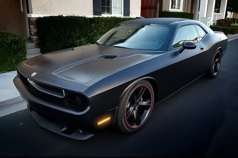 Front Side Marker Light Compatible For Dodge Challenger 2008-2014 LED Amber Front Bumper Sidemarker Light Fender Parking Lamp Assemblies,Smoked Lens