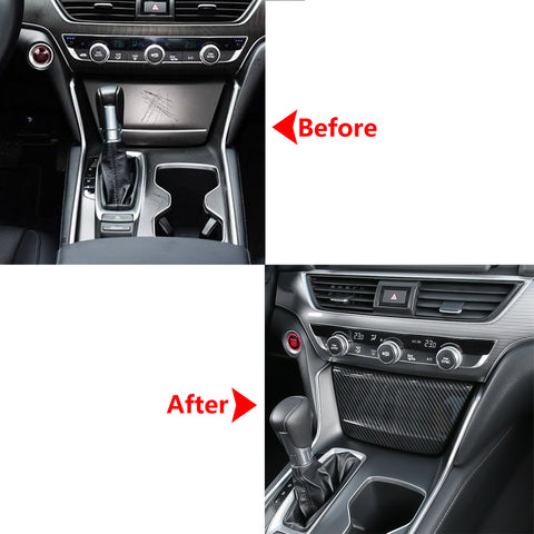 Carbon Fiber Print Cigarette Lighter Panel Cover Trim For Honda Accord 10th Gen 2018 2019 2020