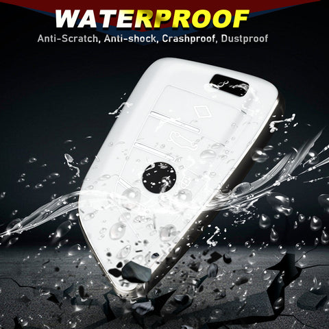 1Pc White Anti-Fingerprint Remote Control Keyless Cover Case Protector For BMW
