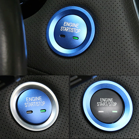 Blue/ Gold/ Red/ Silver Keyless Engine Start Stop Button Cap with Surrounding Trim Ring for Chevy VW Cadillac GMC