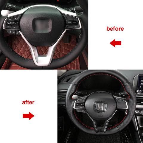 Car Steering Wheel Frame Cover Trim,Carbon Fiber Style,Compatible with Honda Accord 2018-2022(2pcs)