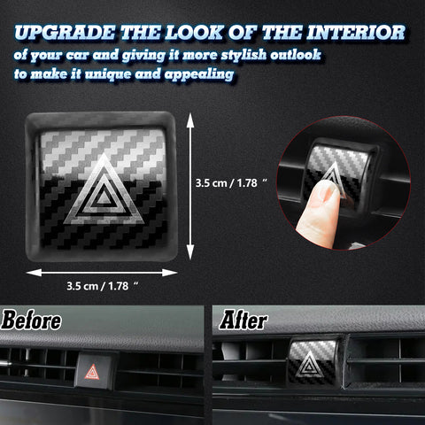 Carbon Fiber Style Stainless Emergency Light Switch Cover Trim For Toyota Camry 2018-2020