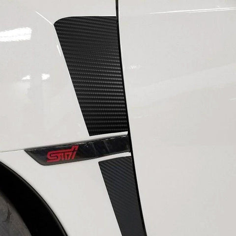 Side Fender Insert Vent Overlay Vinyl Decal Trim Wrap Pre-Cut Genuine Vinyl KK Decal Sticker Compatible with Subaru WRX STi 2015-2021 (Carbon Fiber Pattern, Upper & Lower Fender)