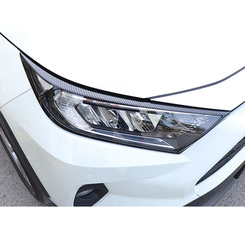 2pcs for Toyota RAV4 2019-2024ABS Carbon Fiber Headlight Front Head Lamp Frame Cover Molding