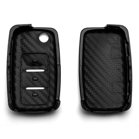 Matte Carbon Fiber Texture Key Fob Case Keyless Smart Key Protective Hard Cover for Volkswagen Jetta MK1-MK6 Golf GTI/Rabbit/R/MK6/MK5 Passat Tiguan Beetle Eos 3-button Flip Key