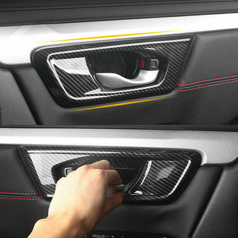 4pcs for Honda CRV CR-V 2017 2018 2019 2020 2021 Interior Door Handle Bowl Cover Trim, ABS Carbon Fiber Car Inner Door Handle Bowl Panel Frame Decor
