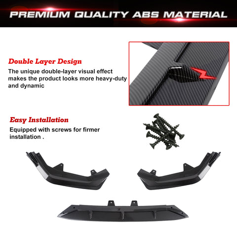 For Honda Civic 4Dr 2022+ Front Bumper Lip Spoiler Splitter Carbon Fiber Pattern