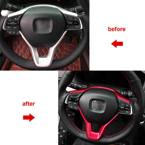 Car Steering Wheel Frame Cover Trim,Compatible with Honda Accord 2018-2022(Red 2pcs)