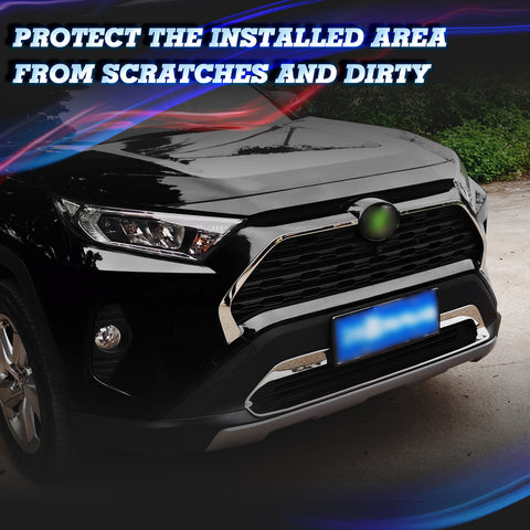 2pcs Auto Exterior Front Bumper Grille Frame Strip Cover Trim Compatible with Toyota RAV4 2019-2024, Chrome Silver