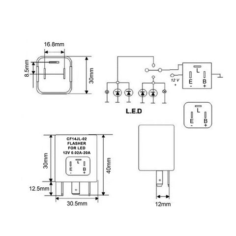 3 Pin CF14 Electronic LED Flasher Relay For LED Related Turn Signal Bulbs Hyper Flash Fix
