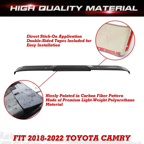 Carbon Fiber Look Rear Roof Visor Splitter Cover Trim For Toyota Camry 2018-2024