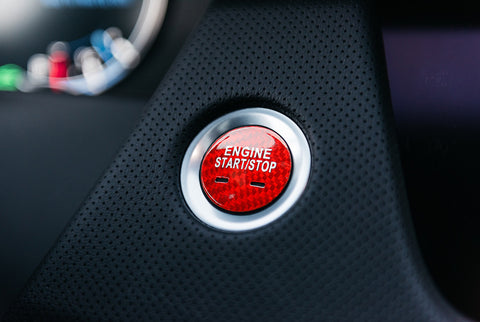 Red Pure Carbon Fiber Keyless Engine Start Stop Button Cover Ignition Push Start Button Cap for Chevrolet/for Cadillac/for GMC