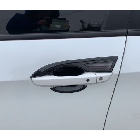 4pcs for Honda Civic 2016-2019 Door Handle Bowl Cover Trim, ABS Carbon Fiber Car Side Door Handle Panel Protector
