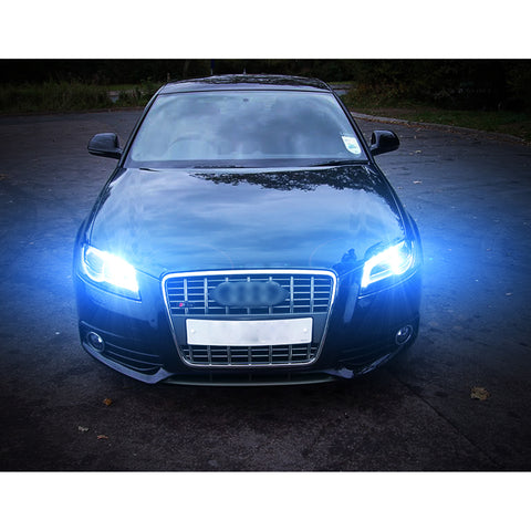 2x H7 LED Headlight Kit with Retainer Adapter Clip Holder, 6000K Xenon White / 8000K Ice Blue 8400LM High Low Beam Headlight Bulb Conversion Kit