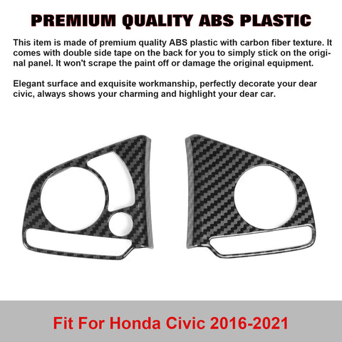 For Honda Civic 2016-2021 Carbon Fiber Texture Steering Wheel Button Cover Trim
