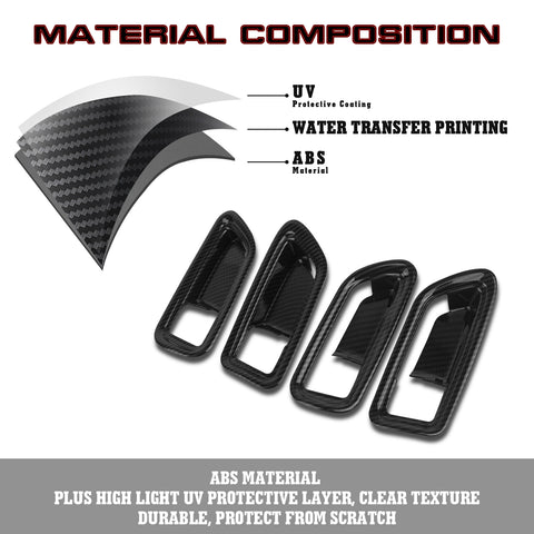 Carbon Fiber Texture Door Handle Bowl Trim For Toyota Corolla Cross 2020-2023