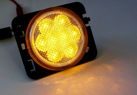 2pcs Round / Square Style LED Turn Signal Front Grill Side Marker Light Smoked Lens for Jeep Wrangler JK 2007-2017