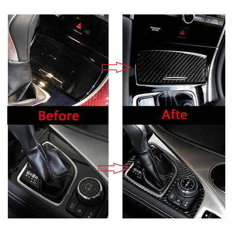 2pcs Carbon Fiber Pattern Car Console Gear Shift Knob Panel Trim Frame Cover for Infiniti Q50 2014-2023